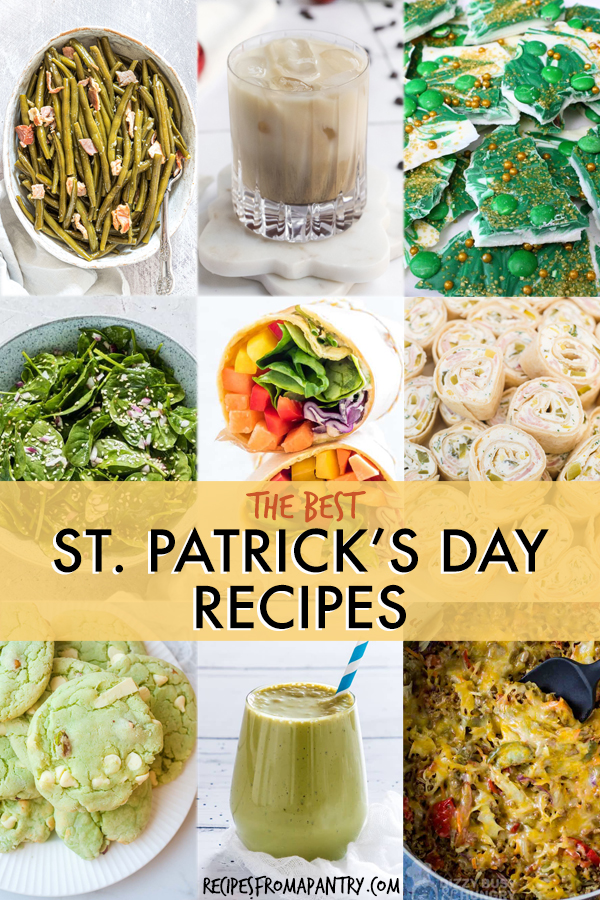 A collage of images of St. Patrick's day foods